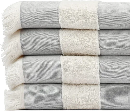 Vista 14 de Toalla de playa turca ligera, 100% algodón BCI, flecos crudos sin blanquear, certificado Oeko-TEX, absorbente, respetuosa con el medio ambiente, 36