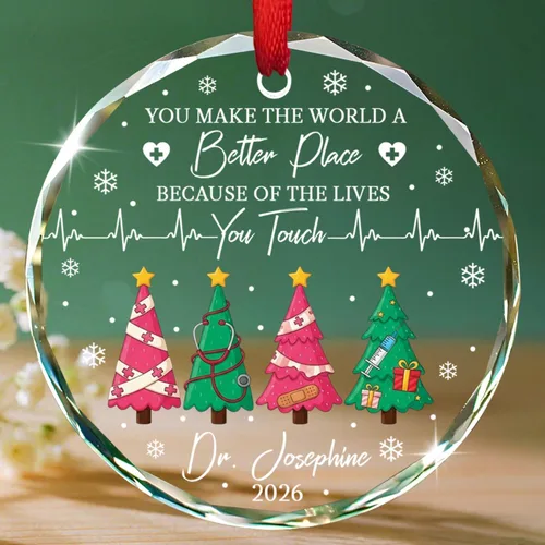 Vista 10 de Un médico verdaderamente asombroso es difícil de encontrar Adornos de vidrio, Adorno de Navidad personalizado de agradecimiento al médico 2025