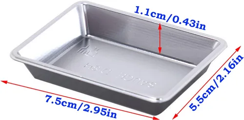 Vista 4 de QJFCare 100 platos rectangulares desechables para salsa, mini platos de postre para inmersión, plato de sopa para salsa de soja, platos de Plateado