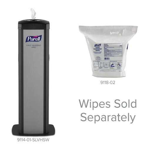 Vista 4 de PURELL DS360 - Toallitas desinfectantes de manos de alta capacidad, soporte de piso plateado, soporte dispensador para toallitas desinfectantes