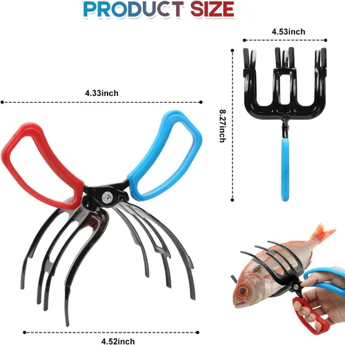 Vista 5 de Fish Claw Gripper, Fishing Pliers Gripper, Claw Fish Gripper, Metal Fish Control Clamp Tong Tackle Tool, Multi-Functional Lightweight Non-Slip Fish