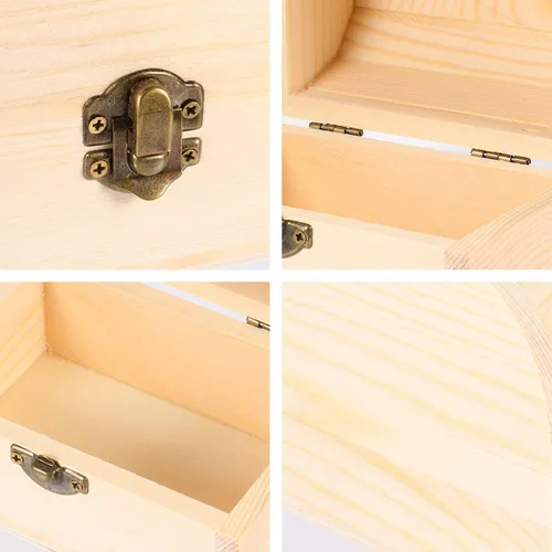 Vista 9 de Cabilock Bandeja organizadora de aretes, caja de madera para manualidades, caja de madera sin terminar, caja de madera con tapa, caja de madera sin