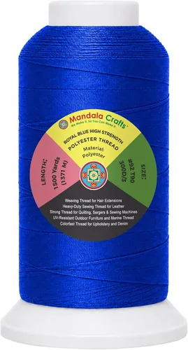 Vista 105 de Mandala Crafts Airforce Blue Tex 70 - Hilo de poliéster para tapicería 1500 Yds T70 UV Resistant Strong Thread for Leather Sewing, Marine