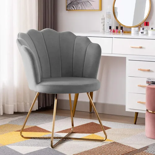 Vista 3 de DUHOME Silla decorativa de terciopelo para sala de estar, silla de esquina para dormitorio, sala de estar, silla de sala de estar en forma de concha