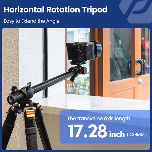 Vista 6 de Fotopro Trípode Monópodo de Cámara 360 Horizontal de 68 pulgadas con Columna Central y Cabeza de Bola, Soporte de Trípode de Cámara Aérea