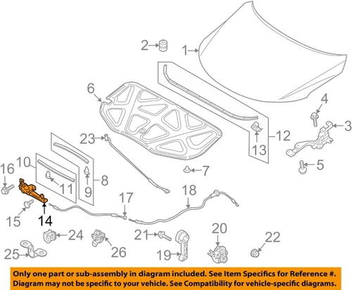 Vista 2 de Pestillo original OEM 81130-1M000 - Capucha / 811301M000 para Kia Forte 10-13