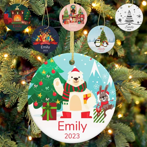 Vista 15 de Adorno personalizado para la primera Navidad del bebé, adornos de Navidad con foto personalizada 2023 con imagen y nombre, regalos personalizados