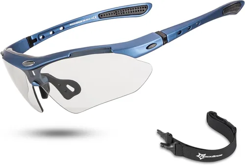 Vista 11 de ROCKBROS Photochromic Sports Sunglasses Mens Pickleball Glasses Cycling Glasses MTB Sunglasses, with Removable Elasctic Band