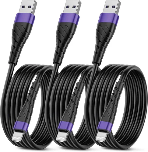 Vista 13 de Cable de carga corto con certificación MFi para iPhone, paquete de 3 unidades de 1 pie, 12 pulgadas para cable de carga Lightning, cable de datos