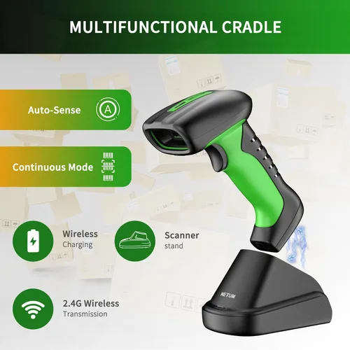 Vista 3 de NETUM Escáner industrial del código de barras de Bluetooth de la serie 2D QR del RD con el muelle de carga (RD-1950)