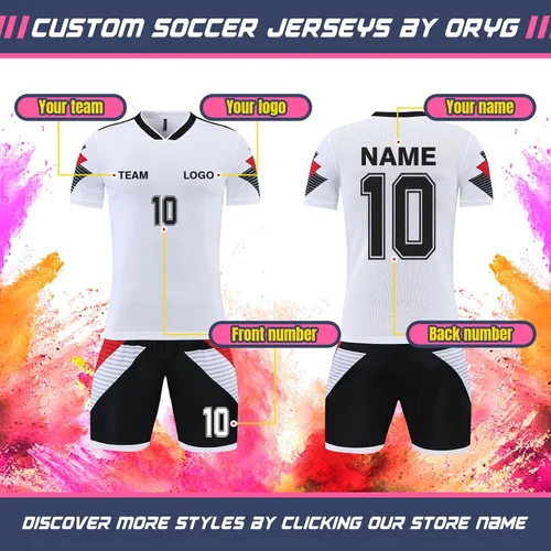 Vista 2 de Camisetas de fútbol personalizadas para hombres, mujeres, niños, camisetas de fútbol personalizadas, pantalones cortos, uniforme de fútbol juvenil