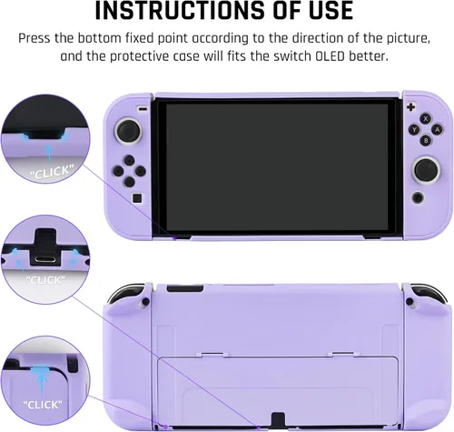 Vista 3 de GLDRAM Case for Nintendo Switch OLED Model 2021 with Screen Protector and 4 PCS Thumb Caps, Protective Hard Cover for Switch OLED Console & JoyCon