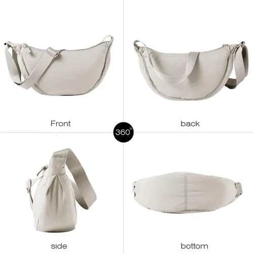 Vista 3 de Bolso cruzado de nailon Crescent para mujeres y hombres, riñonera, bolsa cruzada de bola de masa ligera, bolsa de viaje