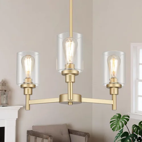 Vista 20 de Candelabros rústicos de madera falsa de 3 luces para comedor con cubierta de vidrio transparente