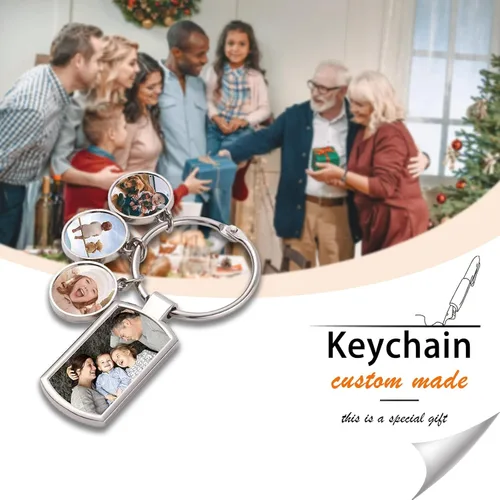 Vista 8 de Llavero personalizado de doble cara con impresión de imagen de aleación a color llavero de fotos personalizado regalos de texto personalizables