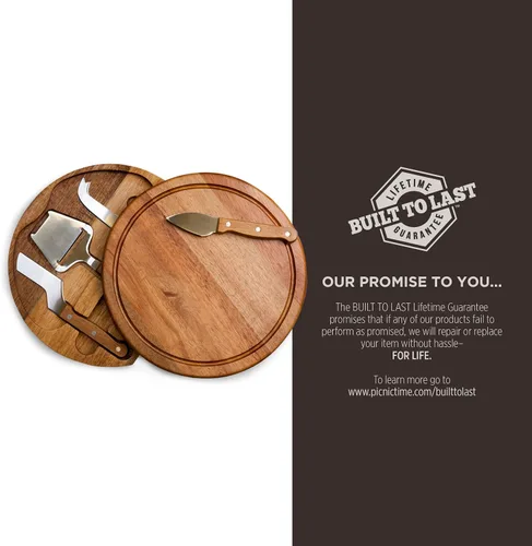 Vista 8 de Tablero de corte para queso Circo personalizado con monograma de iniciales de Toscana y juego de herramientas de acacia
