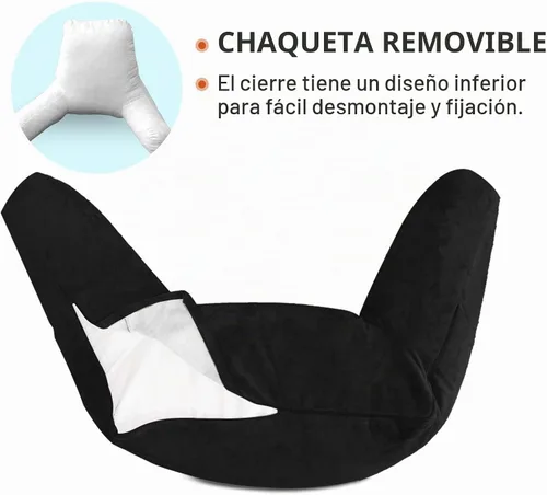 Vista 8 de Almohada de lectura para adultos sentados en la cama, respaldo Negro