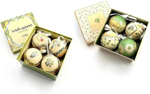 Vista 2 de Royal Tara Adornos de Navidad de papel irlandés – Bolas de globo – 2 cajas juego de 4