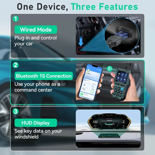 Vista 2 de AMTIFO Herramienta de diagnóstico Bluetooth con escáner OBD2, compatible con iOS/Android, datos en tiempo real, probador de batería, Plug and Play