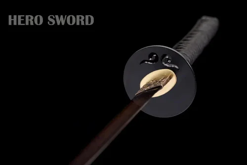 Vista 7 de Espada samurái hecha a mano, espada katana de espiga completa, acero de Damasco forjado a mano, arma japonesa real afilada de 41 pulgadas, rojo