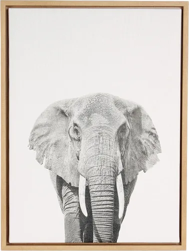 Vista 8 de Kate and Laurel Sylvie - Lienzo enmarcado con diseño de elefante y retrato en blanco y negro, arte de pared por Simon Te Tai, 23 x 33 pulgadas