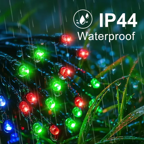 Vista 4 de Paquete de 2 tiras de luces de Navidad conectables, multicolor, 210 pies, 600 luces LED de Navidad para exteriores/interiores, luces de árbol