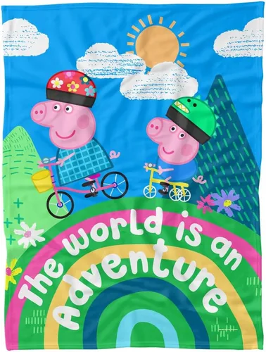 Vista 6 de LOGOVISION Peppa Pig - Manta de forro polar de 36 x 58 pulgadas de alto de Peppa and George