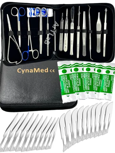 Vista 10 de Nuevo kit de disección de laboratorio de biología/anatomía/estudiante de medicina de acero inoxidable premium - mango de bisturí, cuchillas