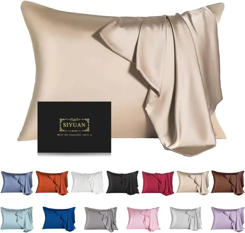 Vista 11 de Funda de almohada de seda de morera para cabello y piel - Funda de almohada de seda refrescante con cremallera oculta, de doble lado, suave