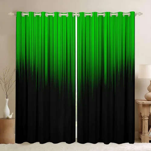 Vista 13 de Feelyou Cortinas abstractas degradadas para niños, adolescentes y mujeres, cortinas de ventana azules, moradas y negras, tratamientos geométricos