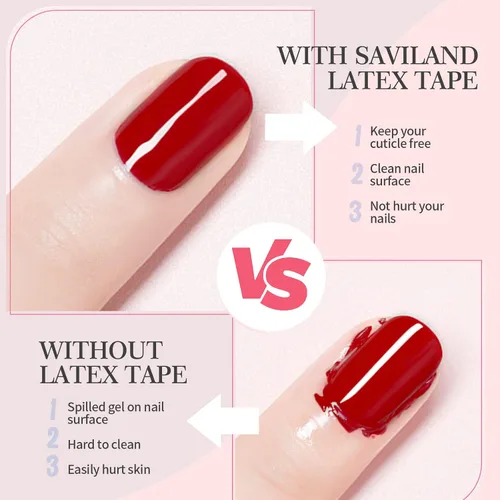Vista 2 de SAVILAND Látex de uñas con pinzas, barrera de esmalte de 1.06 onzas líquidas, cinta fácil de usar para protección de cutículas, suministros