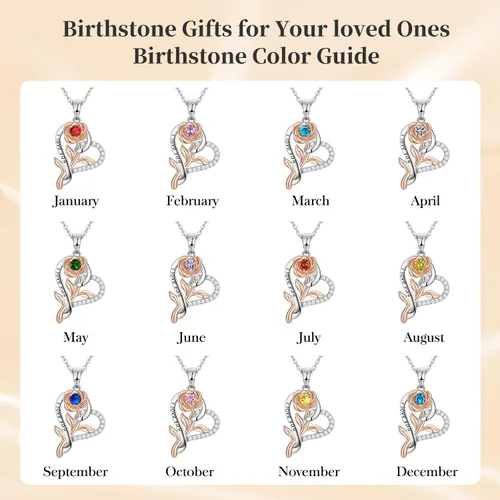 Vista 5 de PAITAIN Regalos para el día de la madre, collares de piedra natal rosa, plata esterlina S925 para su esposa, novia, mujer, mamá, hermana, hija