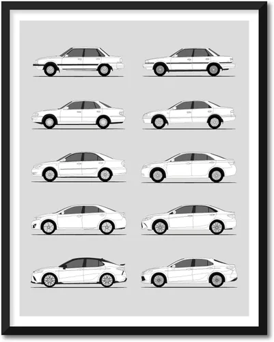 Vista 20 de Idea Network Póster hecho a mano compatible con Toyota Corolla Print Wall Art Decoración hecha a mano del Corolla Sprinter Generations History