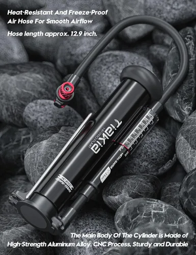 Vista 6 de Bomba de Bicicleta Tiakia con Medidor, Bomba de Bicicleta de Alta Presión, Bomba de Aire Manual Portátil de Alto Volumen Compatible con Válvulas