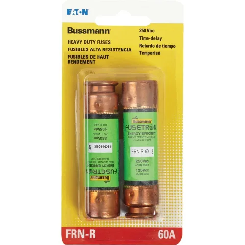 Vista 2 de Bussmann BP/FRN-R-60 Fusible de 60 amperios Fusetron de doble elemento de retardo de corriente de limitación de corriente RK5, 250V Carded UL