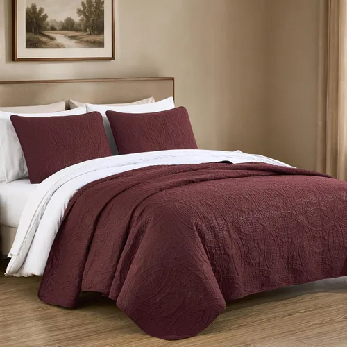 Vista 35 de Chezmoi Collection Austin - Juego de colcha tamaño matrimonial/doble, colcha de microfibra ligera acolchada Pinsonic de 3 piezas, color azul grisáceo