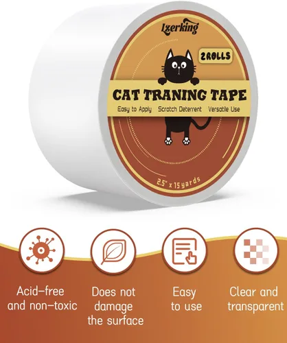 Vista 2 de Cat Scratch Tape 2 rollos – Cinta protectora transparente de doble cara para muebles – 2.5 pulgadas 15 yardas