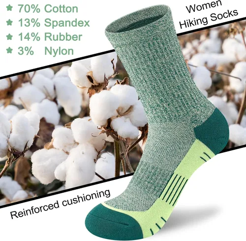Vista 4 de cuangya Calcetines deportivos de compresión acolchados para mujer, 5 pares