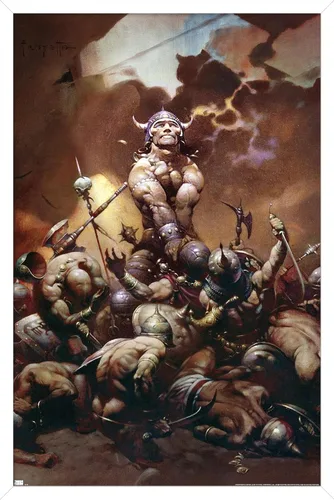 Vista 14 de Trends International Frank Frazetta - Póster de pared de destructor, 34 pulgadas de largo x 22.4 pulgadas, versión enmarcada en oro Versión