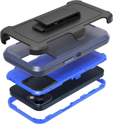 Vista 8 de Funda resistente para Apple iPhone 14 Plus, con clip para cinturón y soporte, resistente a prueba de golpes, funda protectora de cuerpo completo