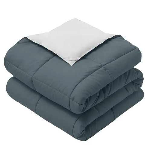 Vista 6 de Edredón reversible hipoalergénico con plumón alternativo, manta de calor medio, Azul/Blanco