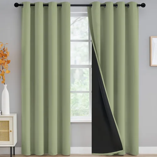 Vista 66 de Yakamok Cortinas negras, cortinas de ventana con aislamiento térmico y eficiencia energética para dormitorio, cortinas opacas completas y cortinas