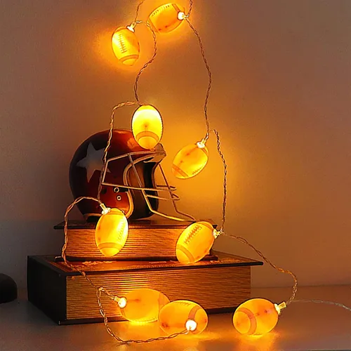 Vista 5 de Yayfazy Luces Decorativas de Fútbol Americano en Cadena, 6.5 pies, 10 LED, Decoraciones de Fútbol Americano Iluminadas a Batería para Fiestas