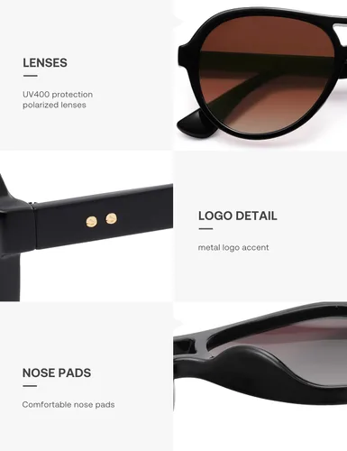 Vista 4 de SOJOS Gafas de sol polarizadas estilo aviador retro para mujeres y hombres, estilo vintage de los años 70, protección UV, para mujer y hombre, SJ2646