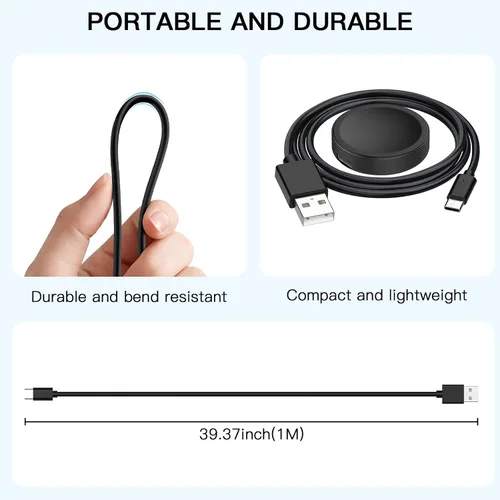 Vista 5 de Hahace Paquete de 1 cargador compatible con Samsung Galaxy Watch 8/8 Classic/Ultra/7/6/6 Classic/5/5 Pro/4/4 Classic/3/Active/FE USB A magnético