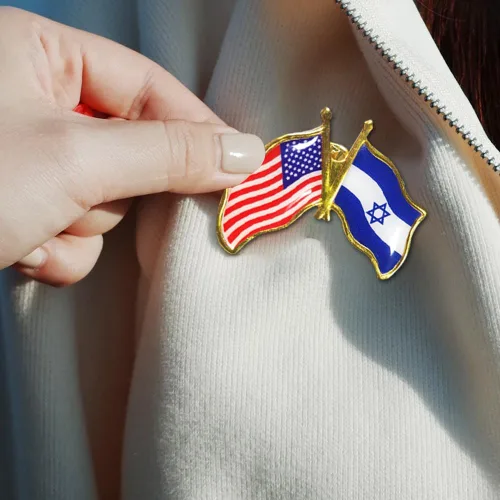 Vista 4 de Alfileres de bandera de la amistad de Israel estadounidense a granel, 1.5 pulgadas, de metal, patrióticos, de Estados Unidos, Israel, insignia