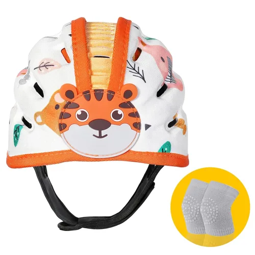 Vista 8 de Protector de cabeza de bebé para gatear y caminar, 6-24 meses (oso marrón) Casco infantil suave anticolisión, transpirable, ultraligero