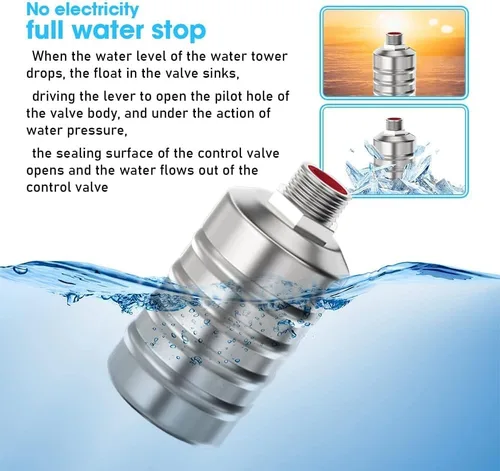 Vista 4 de Válvula de control de nivel de agua mejorada, válvula de flotador de control automático de nivel de agua inoxidable 304, válvula de flotador