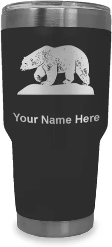 Vista 31 de LaserGram Vaso aislado al vacío de 20 onzas, oso polar, grabado personalizado incluido (negro)