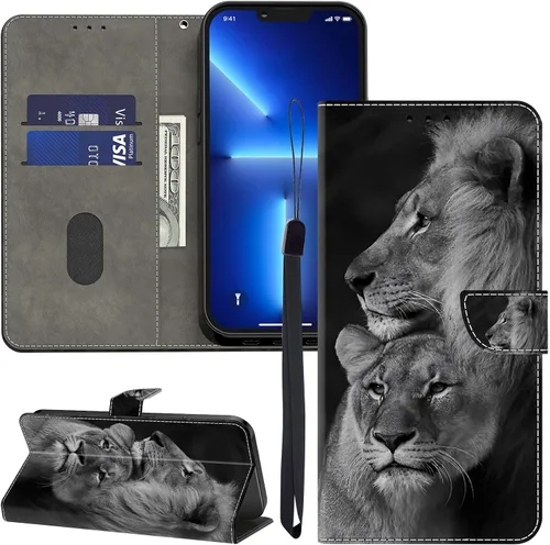 Vista 14 de ALILANG Funda para iPhone 13 Mini/iPhone 12 Mini de 5.4 pulgadas con soporte para tarjeta de crédito, funda magnética protectora de piel sintética